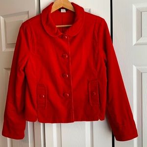 J Crew Red Corduroy Jacket, size 12